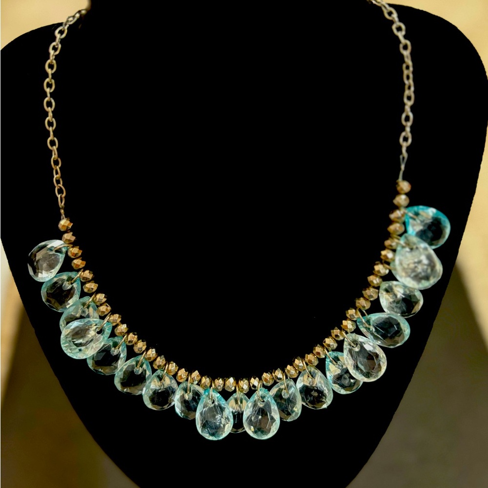 Crystal Blue Persuasion bib necklace.